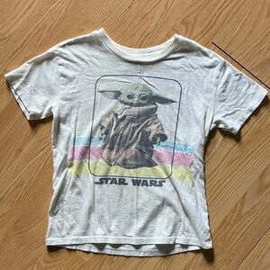 Star Wars White Tee with Yoda and Pastel Stripes